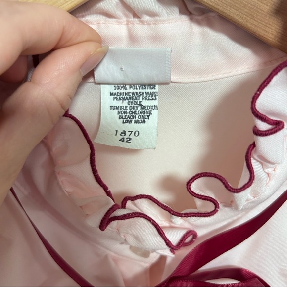 Vintage Button Down Pink Ruffled Shirt Short Sleeve L/XL Brian Michelle - Picture 3 of 6